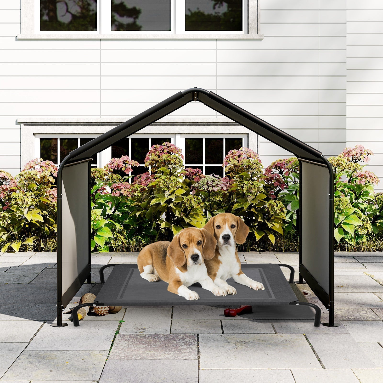 Dog Shade Shelter with Waterproof Roof for Large Medium Small Breeds-Black - Majestic Pet Kingdom