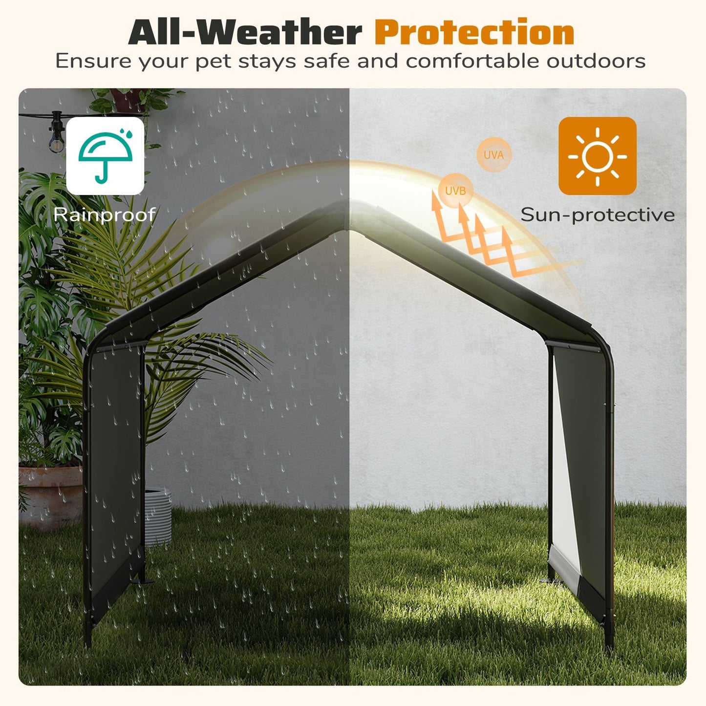 Dog Shade Shelter Outdoor Canopy Kennel with Waterproof Roof - Detail Angle 6 | Majestic Pet Kingdom