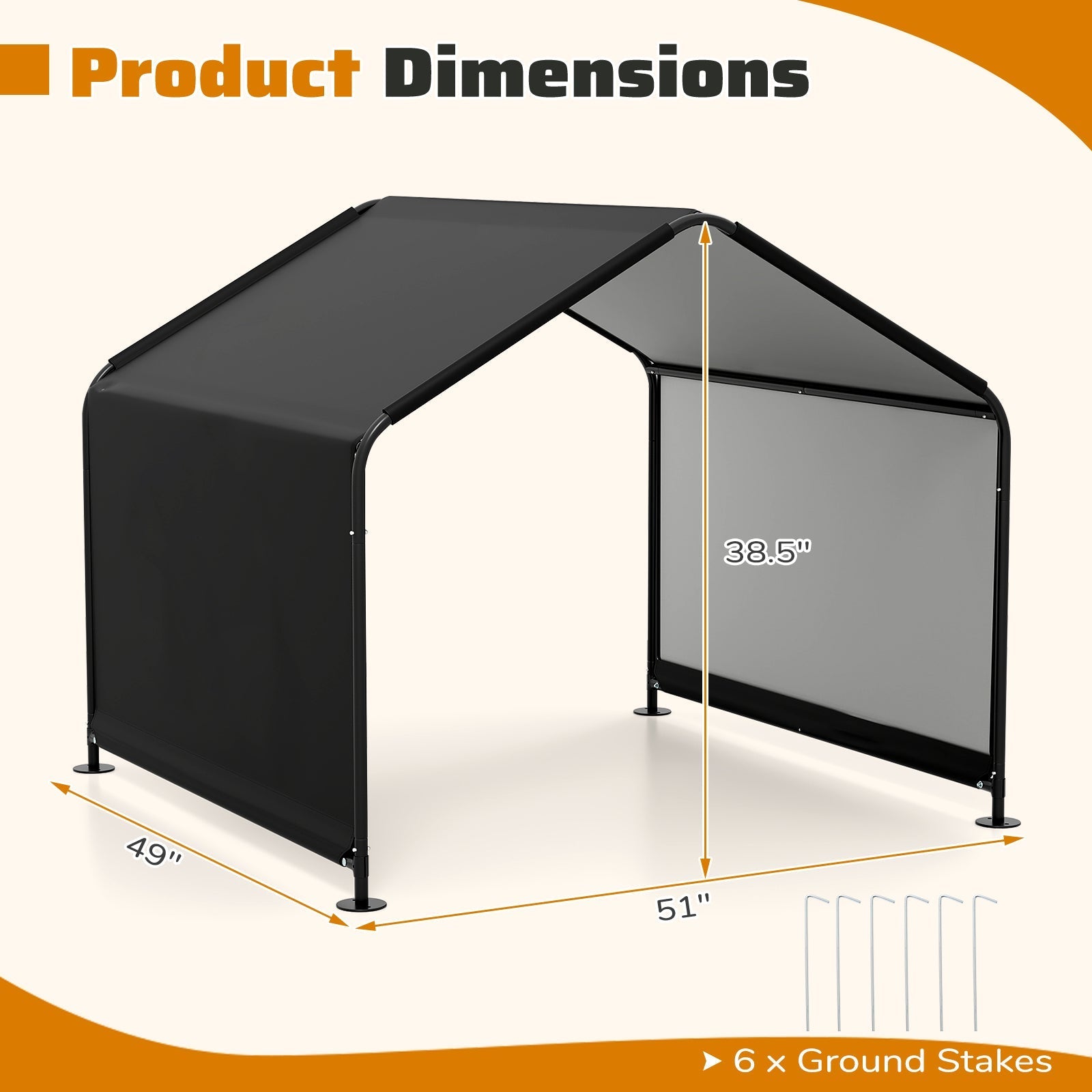 Dog Shade Shelter with Waterproof Roof for Large Medium Small Breeds-Black - Majestic Pet Kingdom