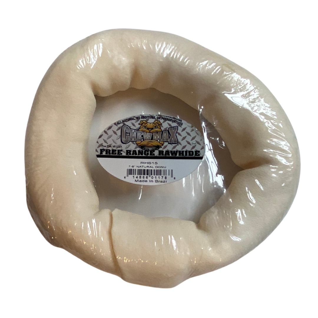 Dog Chews Natural Rawhide Donut Ring Chew Bone 7-8 Inch Larg