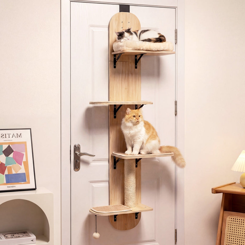 Door Hanging Cat Climber 4-level Height Adjustable with Plush Bed - Majestic Pet Kingdom