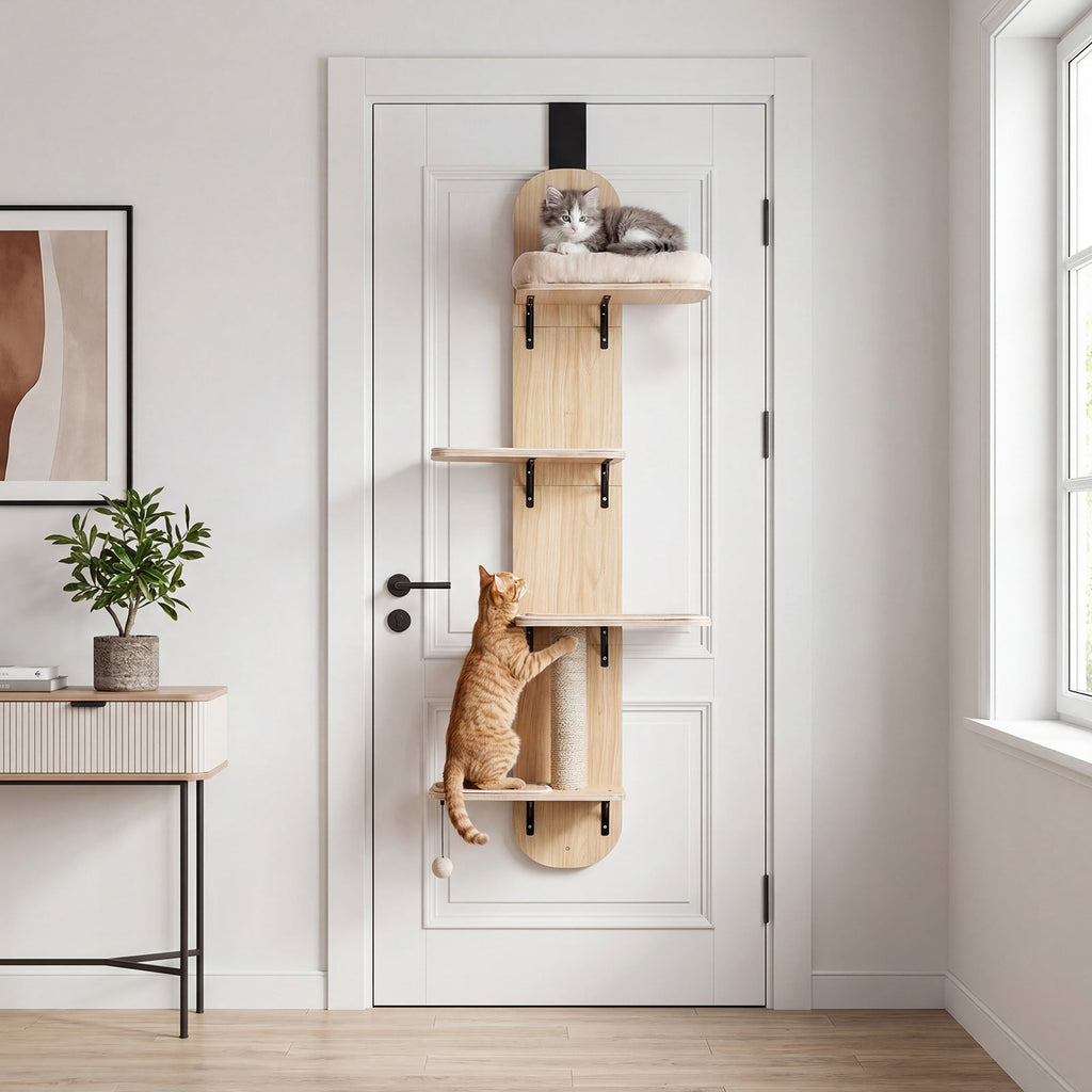 Door Hanging Cat Climber 4-level Height Adjustable with Plush Bed - Majestic Pet Kingdom