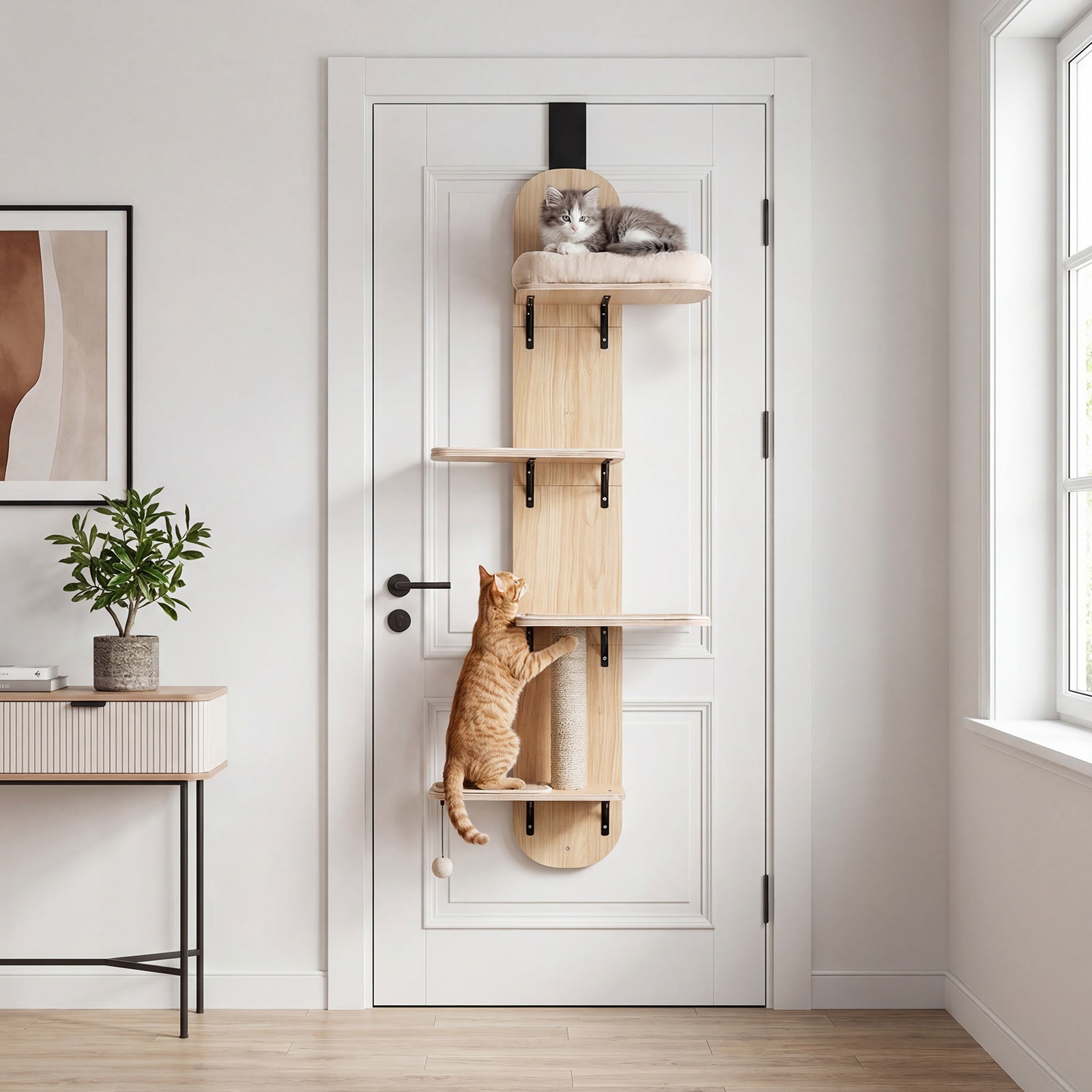 Door Hanging Cat Climber 4-level Height Adjustable with Plush Bed - Majestic Pet Kingdom