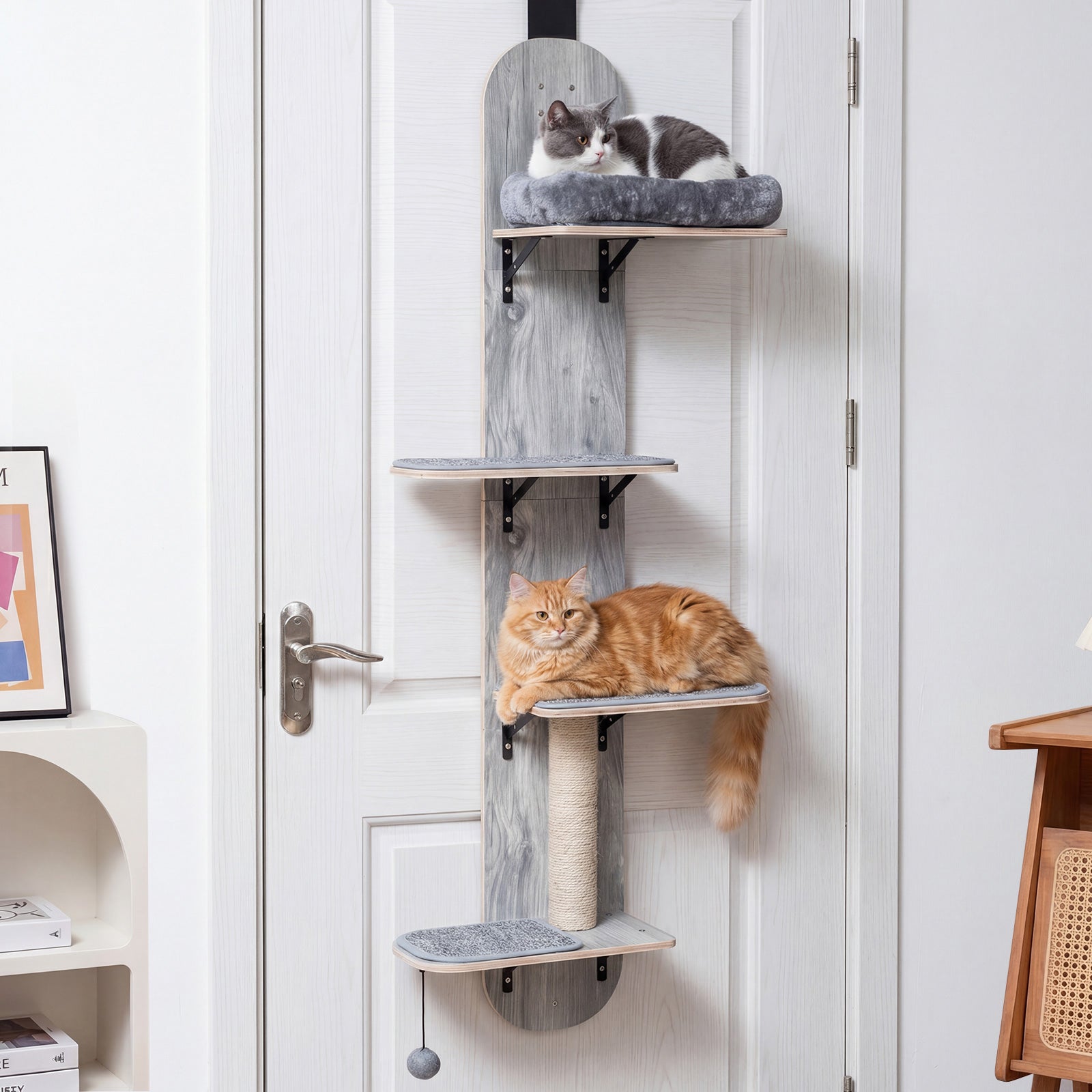 Door Hanging Cat Climber 4-level Height Adjustable with Plush Bed - Majestic Pet Kingdom