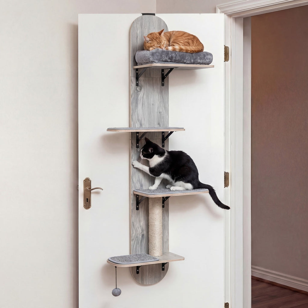 Door Hanging Cat Climber 4-level Height Adjustable with Plush Bed - Majestic Pet Kingdom