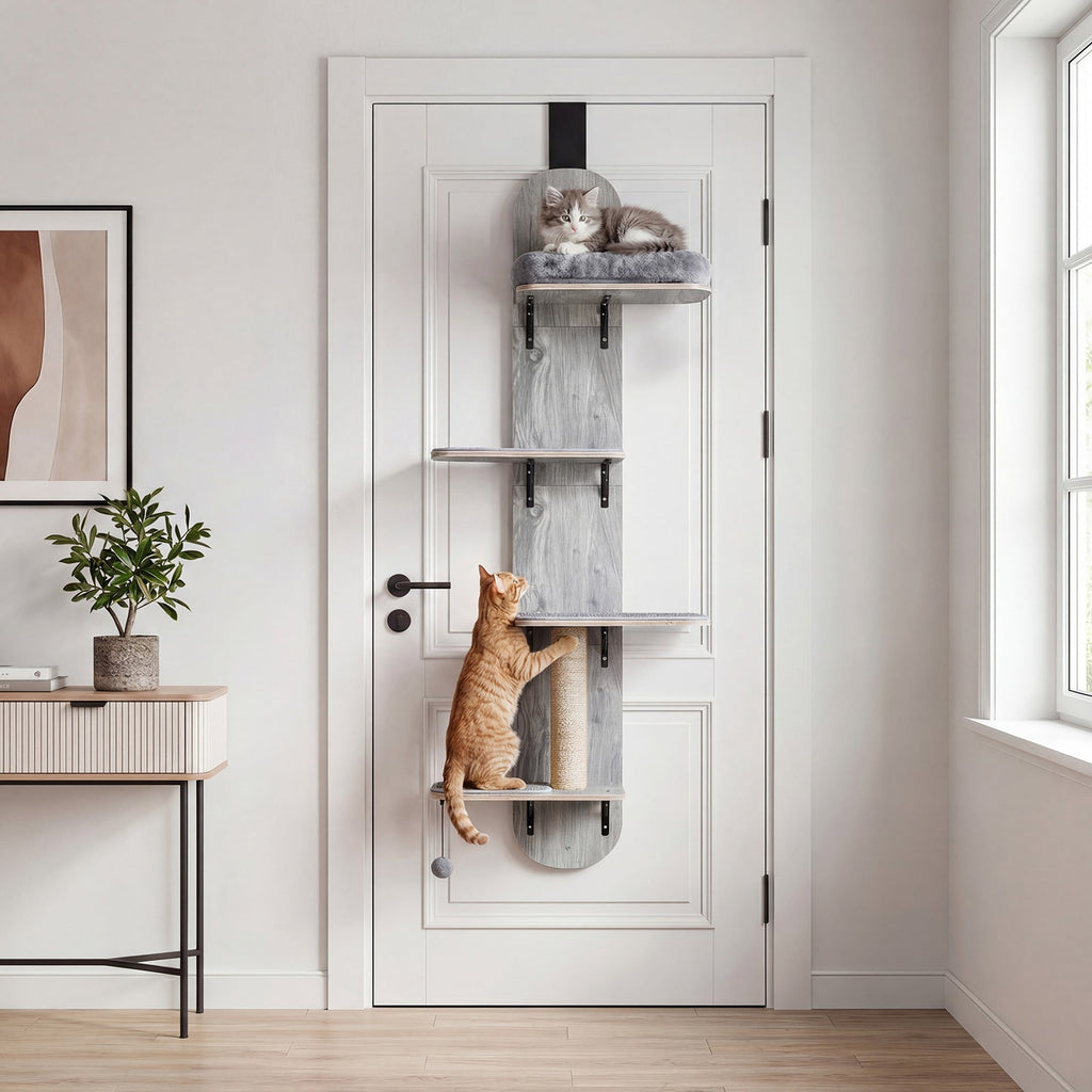 Door Hanging Cat Climber 4-level Height Adjustable with Plush Bed - Majestic Pet Kingdom