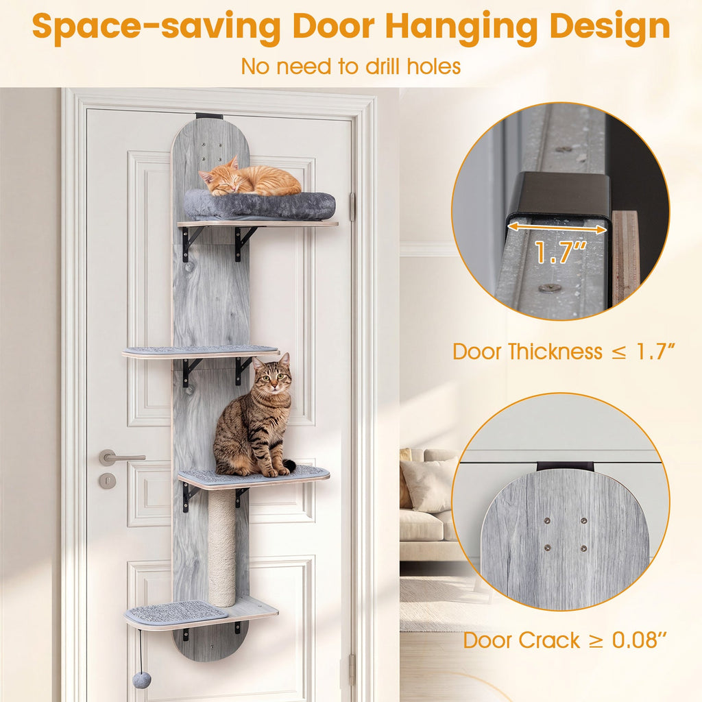 Door Hanging Cat Climber 4-level Height Adjustable with Plush Bed - Majestic Pet Kingdom
