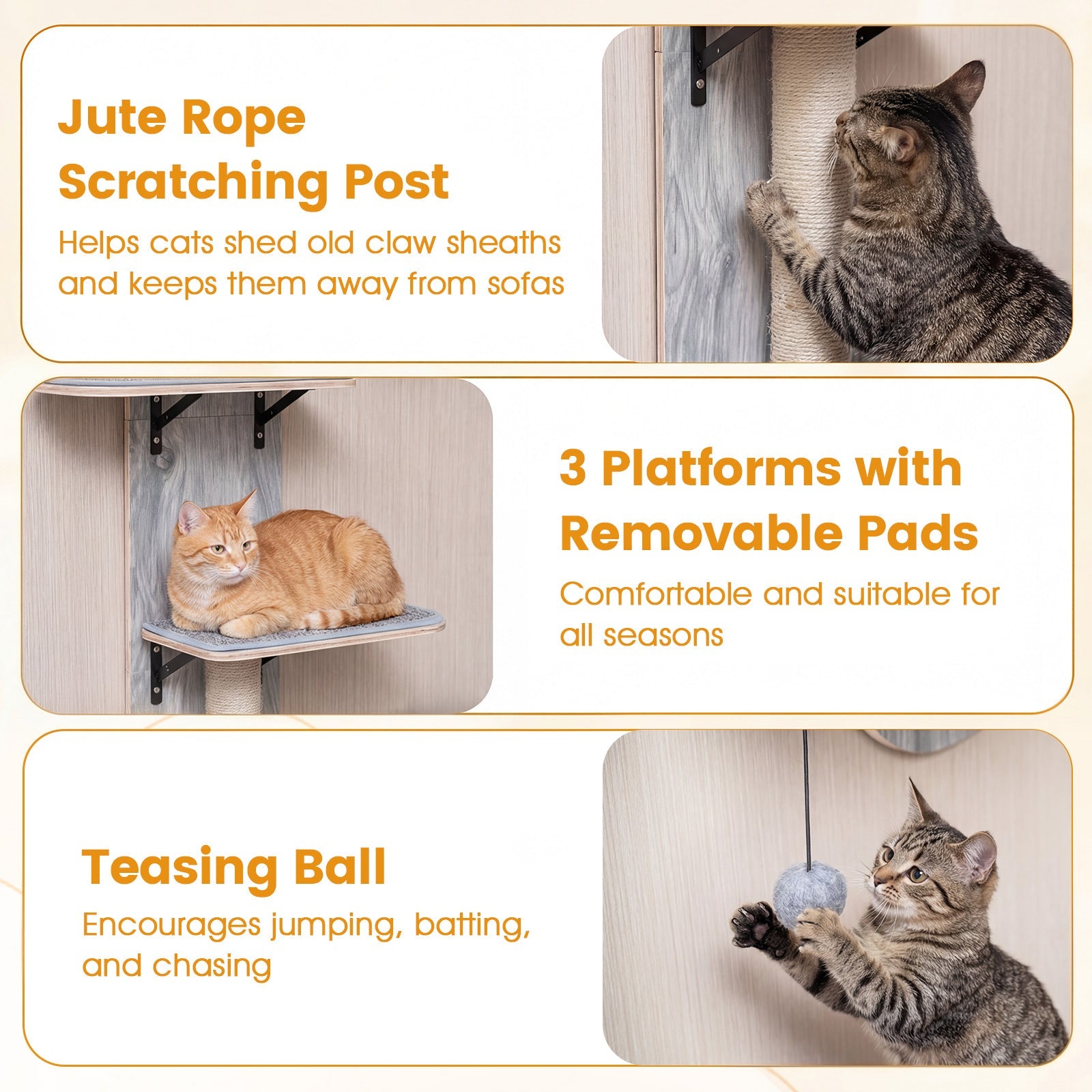 Door Hanging Cat Climber 4-level Height Adjustable with Plush Bed - Majestic Pet Kingdom