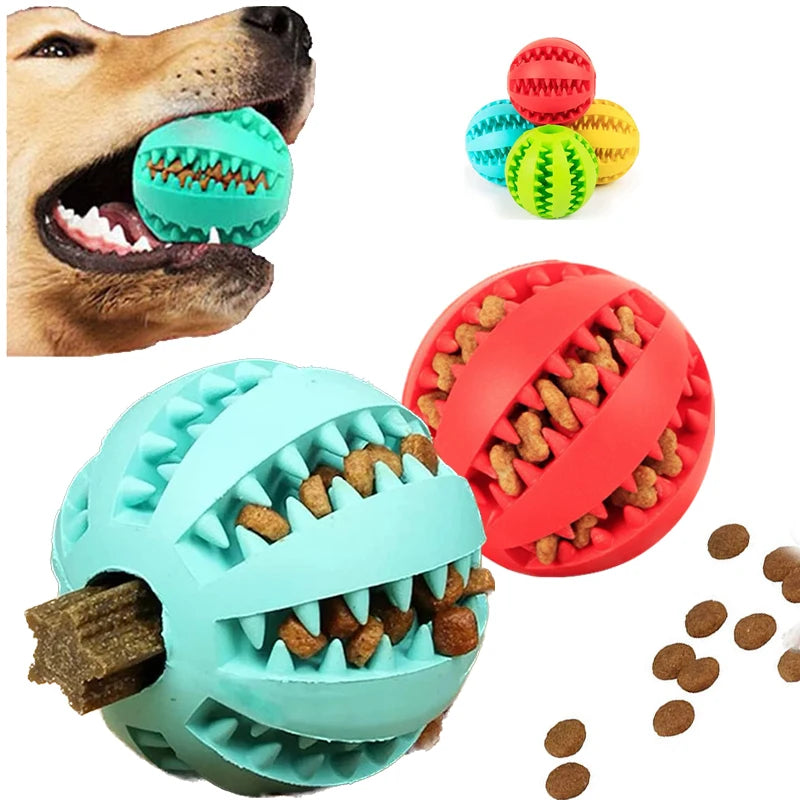 Interactive Dog Toy Ball: Rubber Food Treat Feeder