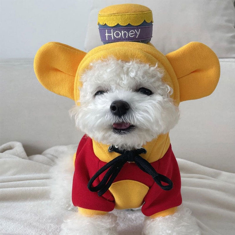 Autumn And Winter New Dog Sweater Winnie The Pooh Transfiguration Thin Cat Two-Piece Small And Medium-Sized Dog Pet Clothes - Majestic Pet Kingdom