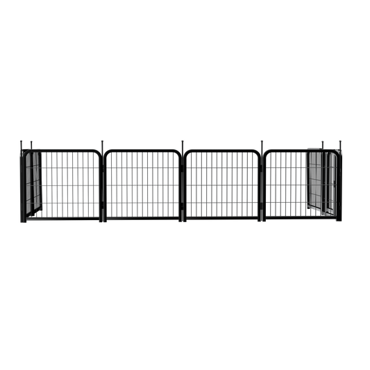 Outdoor dog fence, 8-piece board dog fence. 31 inch portable pet sports fence. Black, 26.3 inches wide x 31.5 inches high. - Majestic Pet Kingdom