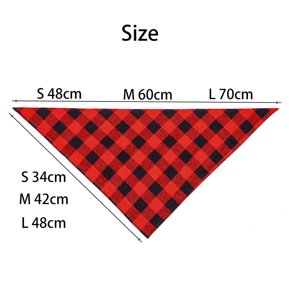 Dog Bandana Plaid Cotton Triangle Scarf & Bow Tie Collar Large - Detail Angle 3 | Majestic Pet Kingdom