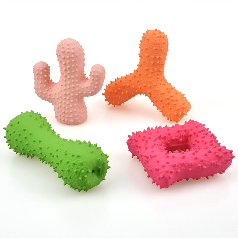 Dog Toy Spiked Bone Natural Latex Squeaky Dental Chewing Play - Detail Angle 4 | Majestic Pet Kingdom