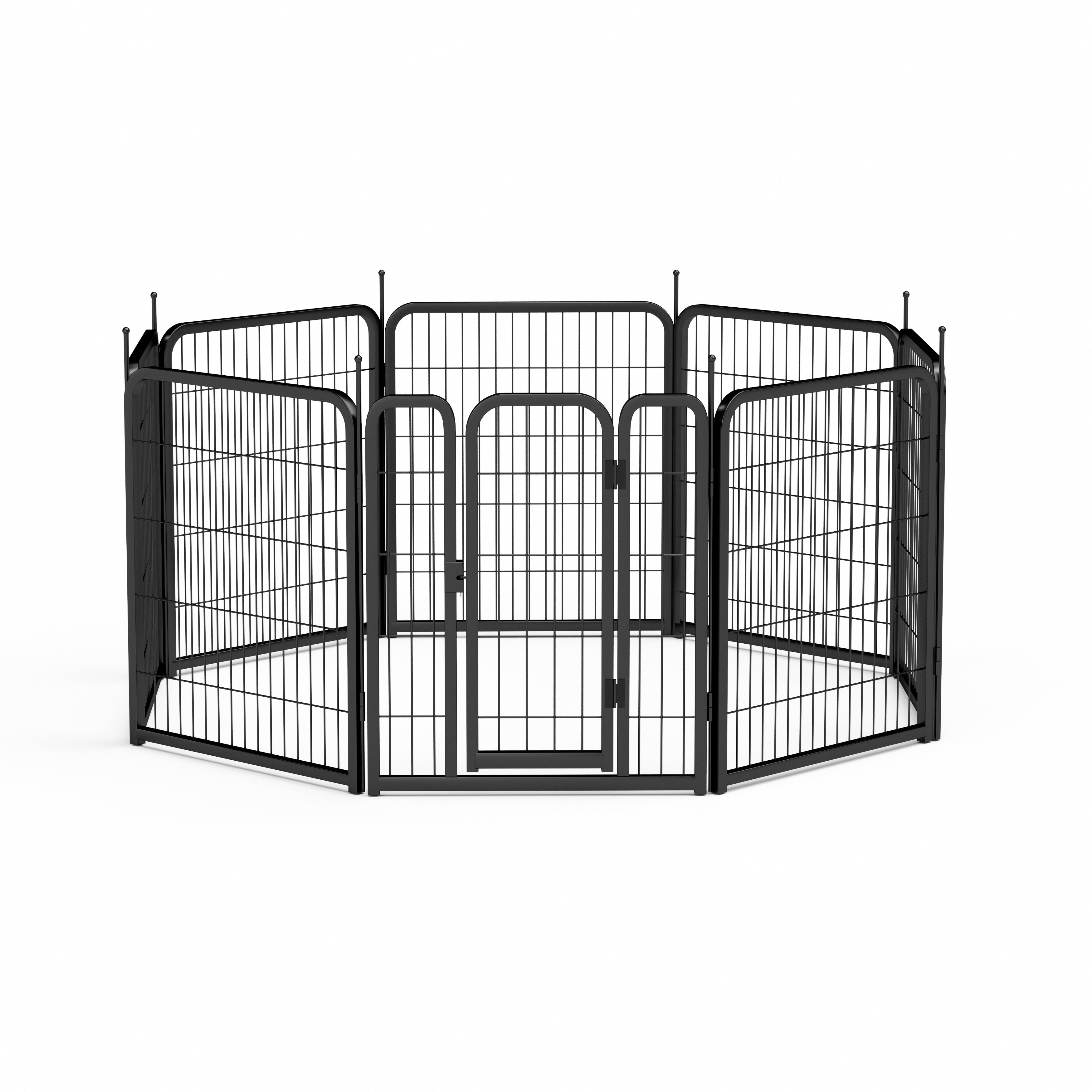 Outdoor dog fence, 8-piece board dog fence. 31 inch portable pet sports fence. Black, 26.3 inches wide x 31.5 inches high. - Majestic Pet Kingdom