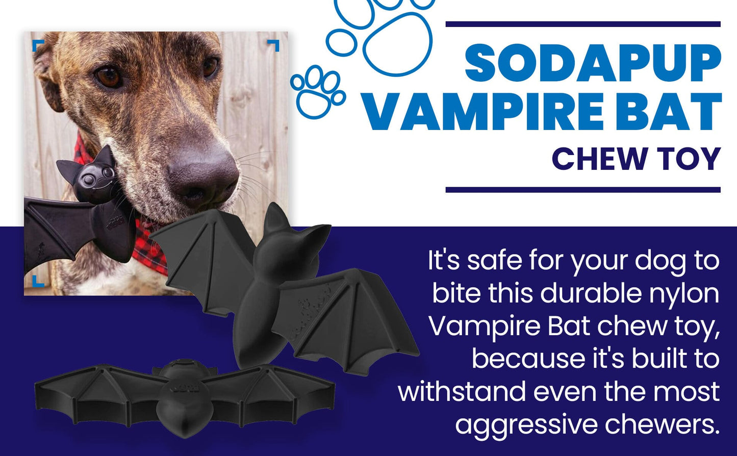 Dog Chew Toy Vampire Bat Nylon Aggressive Chewers USA Made