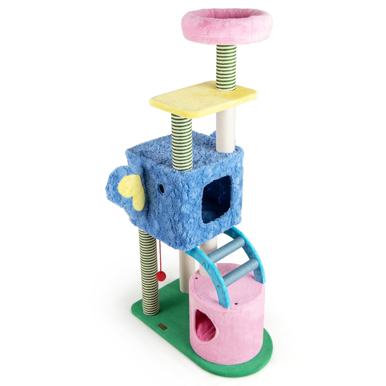 Elephant Themed Cat Tree for Adult Cats Multi-level Kitty Tower with 2 Condos - Majestic Pet Kingdom
