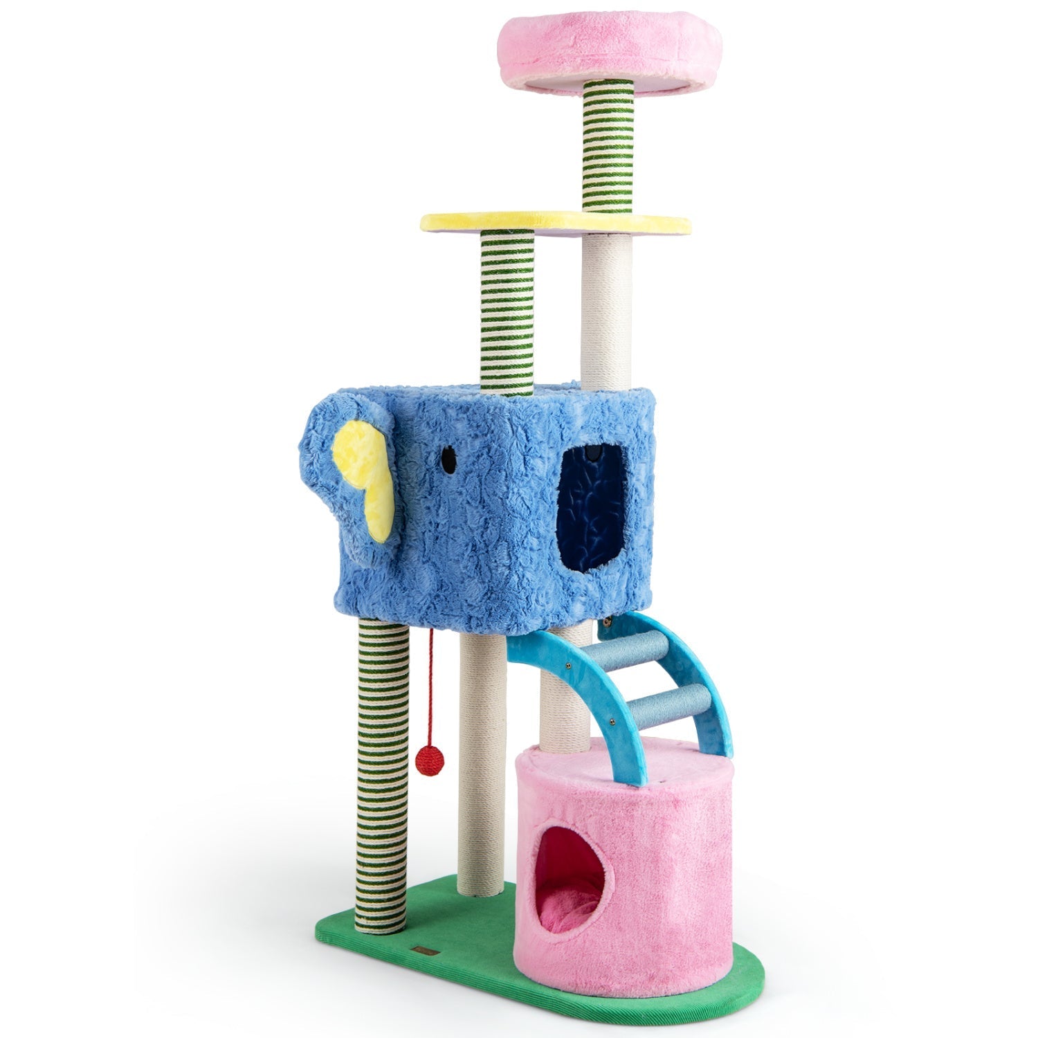 Elephant Themed Cat Tree for Adult Cats Multi-level Kitty Tower with 2 Condos - Majestic Pet Kingdom