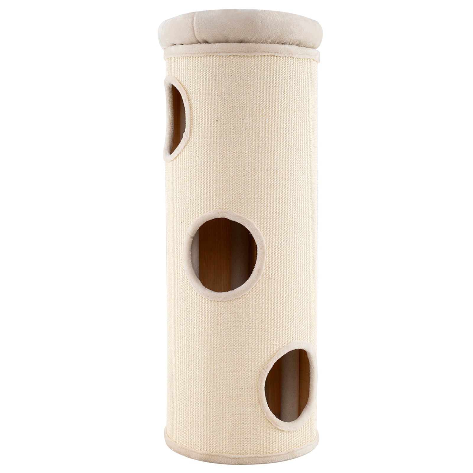 49 Inch Elevated Cat Cave 4-Story Cat House for Multiple Cats-Beige - Majestic Pet Kingdom