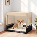 Elevated Wicker Dog House for Small to Medium Breeds-Black