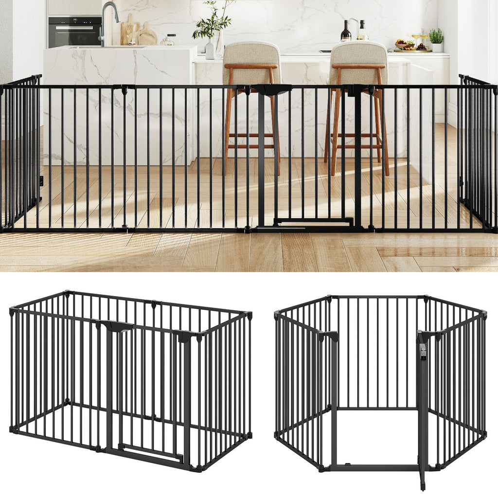 Extra Wide Baby Gate Fits 34.5-154" Openings 6-Panel Adjustable Pet Safety Fence