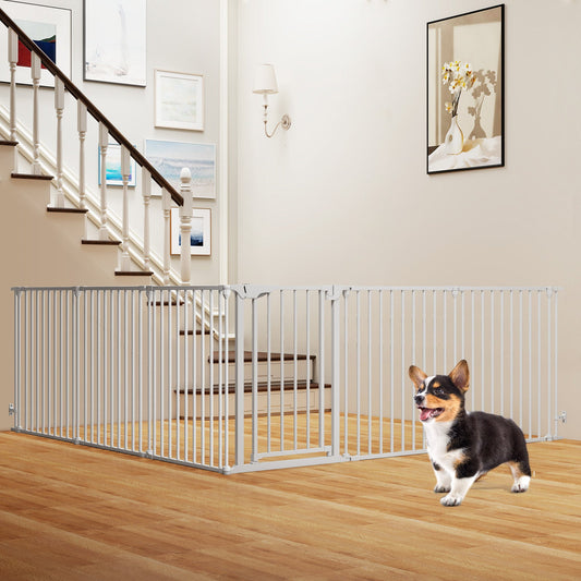 Extra Wide Baby Gate Fits 34.5-154" Openings 6-Panel Adjustable Pet Safety Fence | Purrfect Pet Kingdom