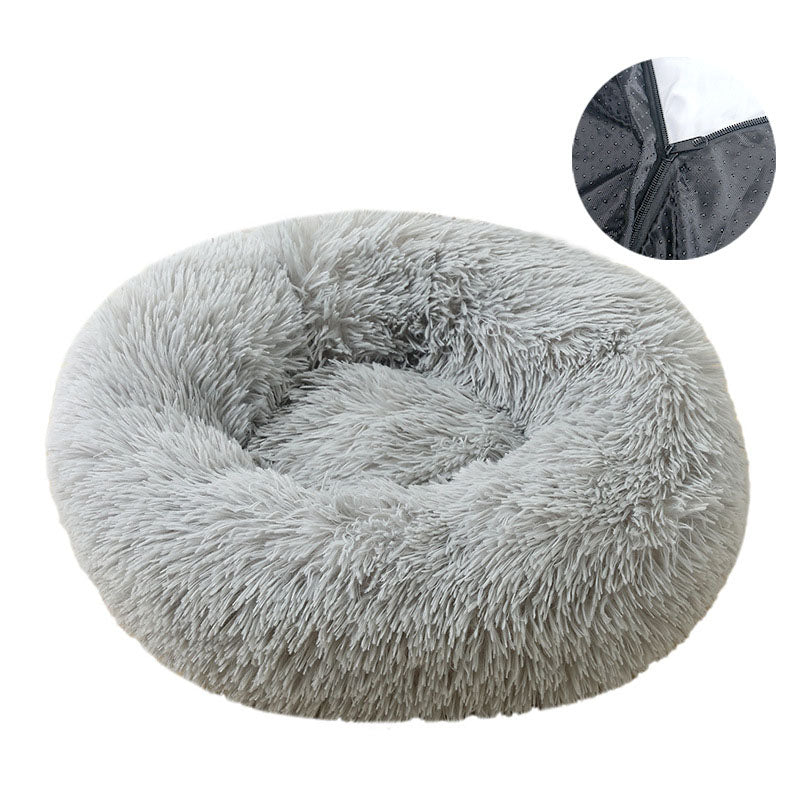 Dog Bed Round Plush Donut Removable Washable Warm Sleeping Mat - Detail Angle 4 | Majestic Pet Kingdom