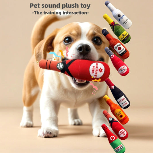 Dog Toy Realistic Wine Bottle Chew-Resistant Self-Entertainment Plush Toy for Cats and Dogs Teeth Cleaning Sound-Making Toy | Purrfect Pet Kingdom
