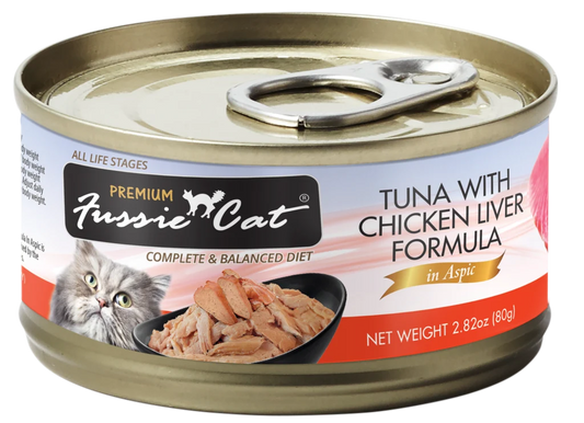 Fussie Cat Premium Tuna With Chicken Liver Formula In Aspic (2.82oz) - Majestic Pet Kingdom