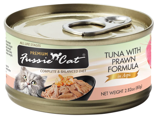 Fussie Cat Premium- Tuna With Prawns Formula In Aspic (2.82oz) - Majestic Pet Kingdom