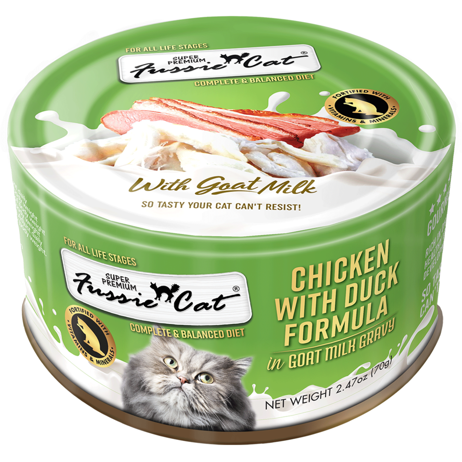 Fussie Cat Chicken & Duck In Goat Milk Cat Can (2.47oz) - Majestic Pet Kingdom