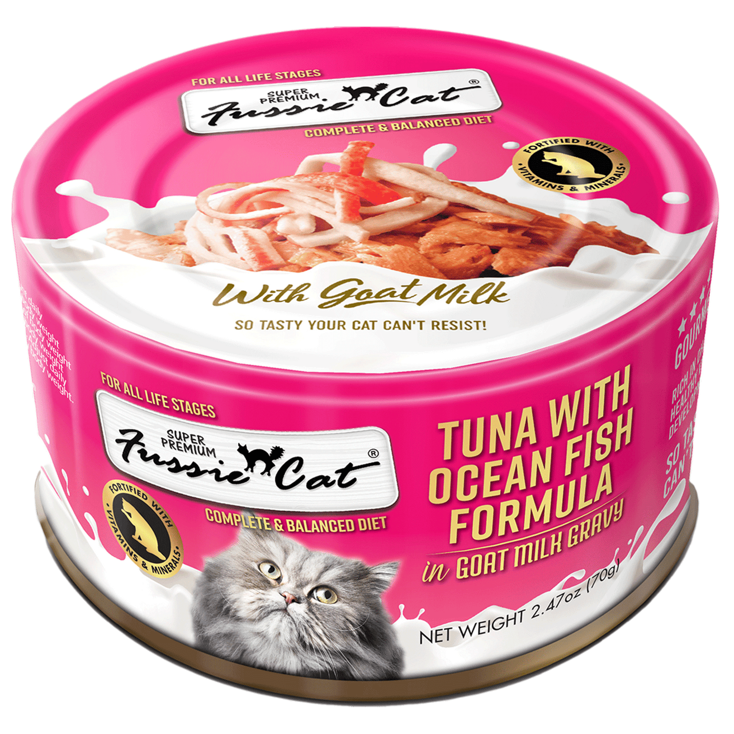 Fussie Cat Tuna with Oceanfish Formula in Goat Milk Gravy (2.47oz) - Majestic Pet Kingdom