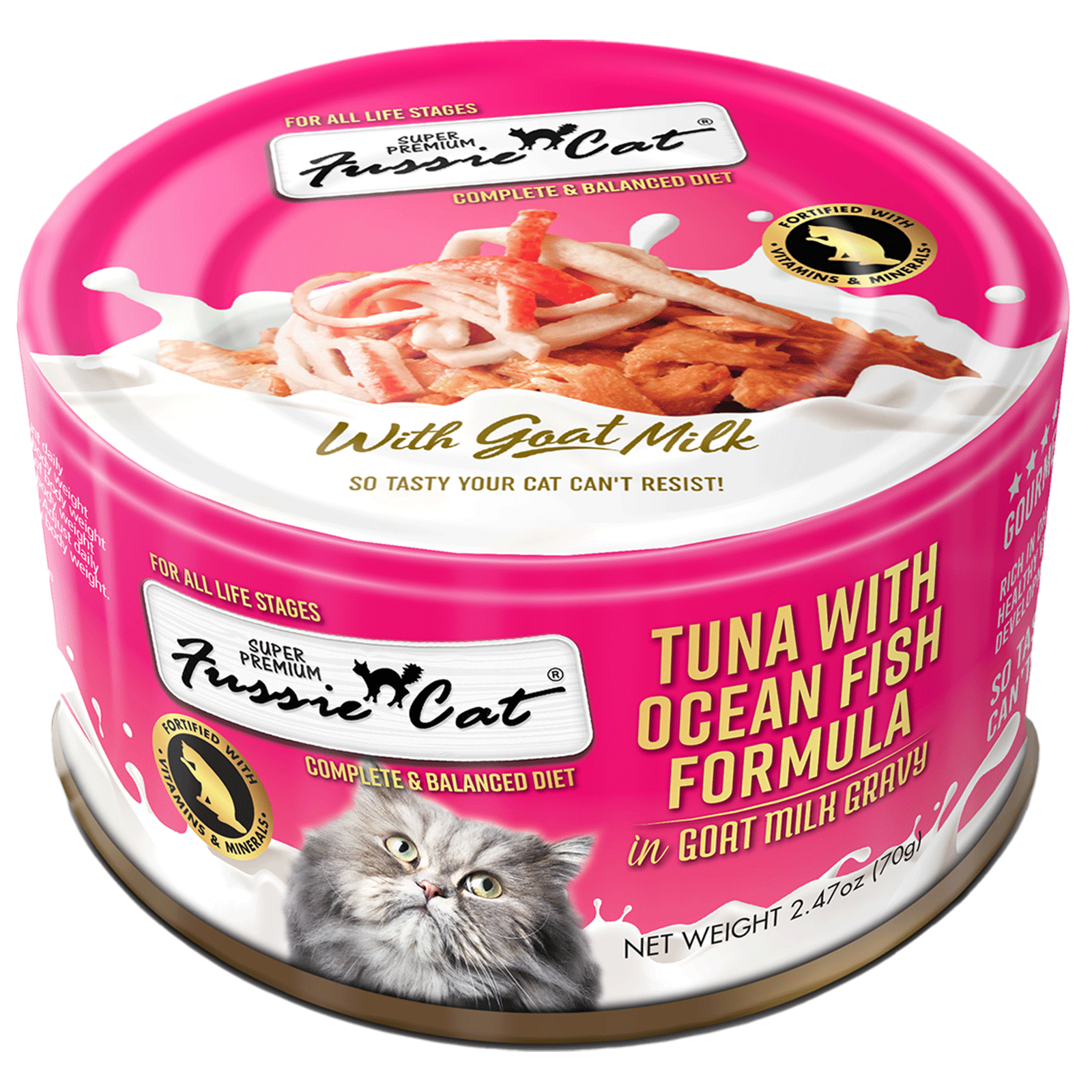 Fussie Cat Tuna with Oceanfish Formula in Goat Milk Gravy (2.47oz) - Majestic Pet Kingdom