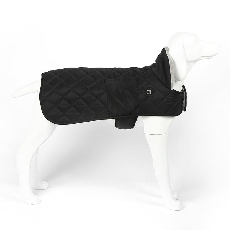 Dog Coat Electric Heated Thermal Winter Jacket Faux Fur Collar - Detail Angle 5 | Majestic Pet Kingdom