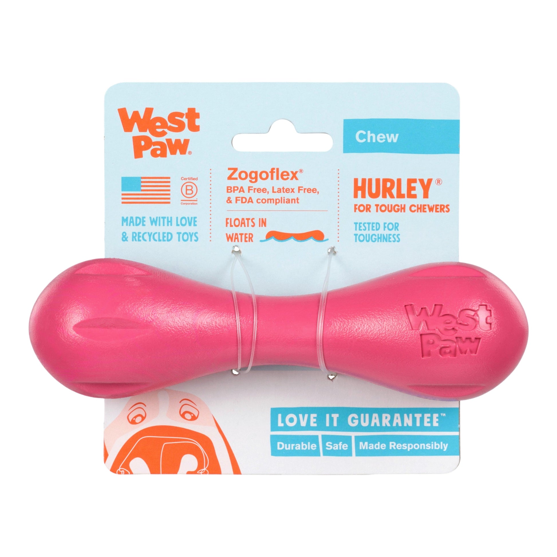 Dog Chew Toy Hurley Geranium Durable Fetch Bone Tough Chewer - Detail Angle 3 | Majestic Pet Kingdom