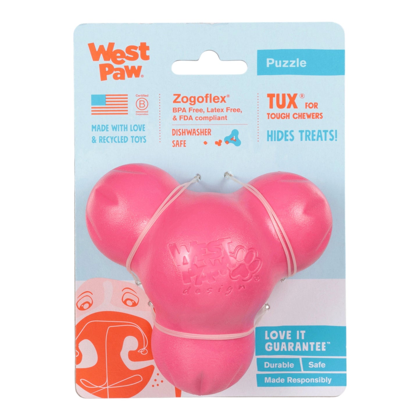 Dog Chew Toy Tux Geranium Stuffable Treat Toy Tough Chewers