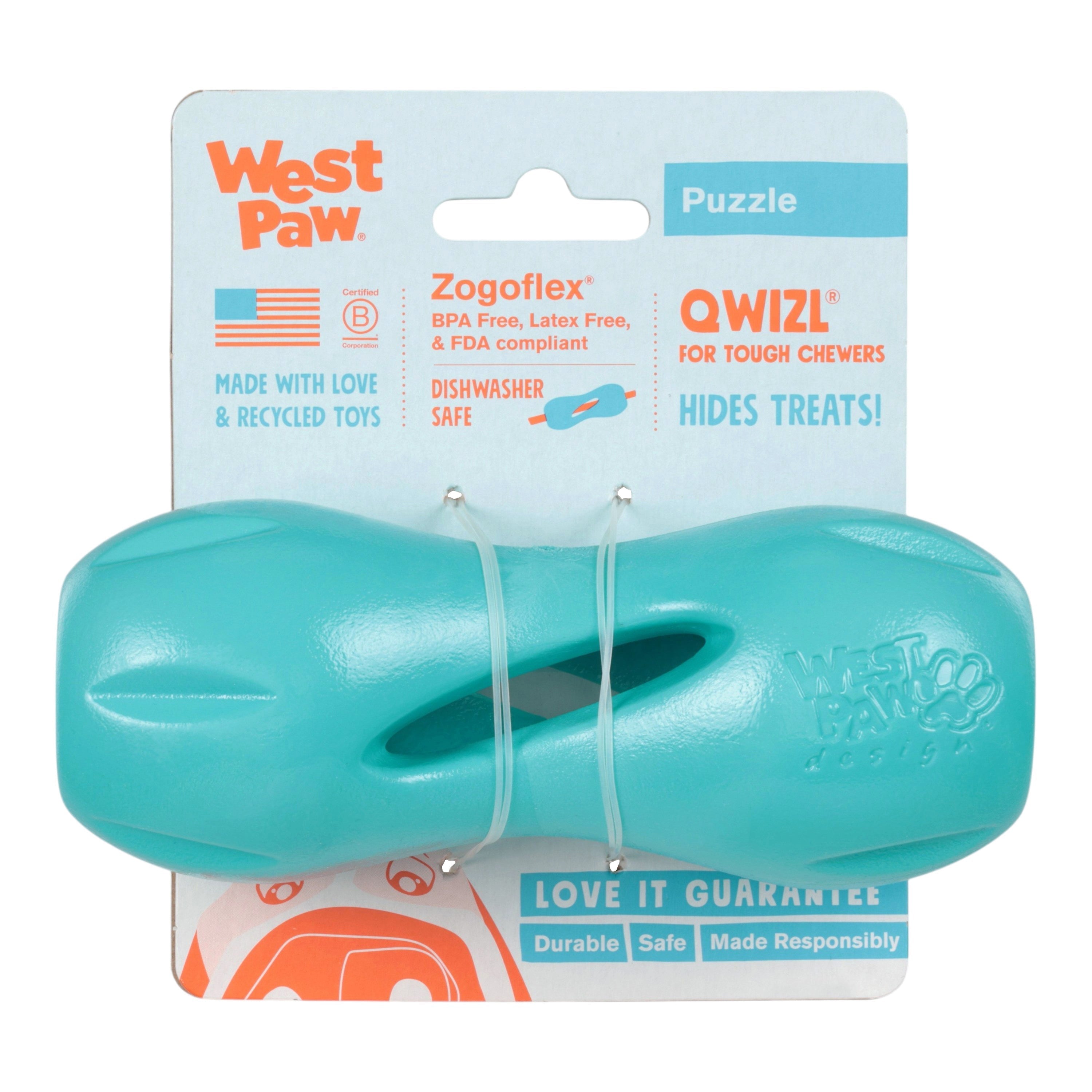 Qwizl Teal Treat Holder Chew Toy for Tough Chewers