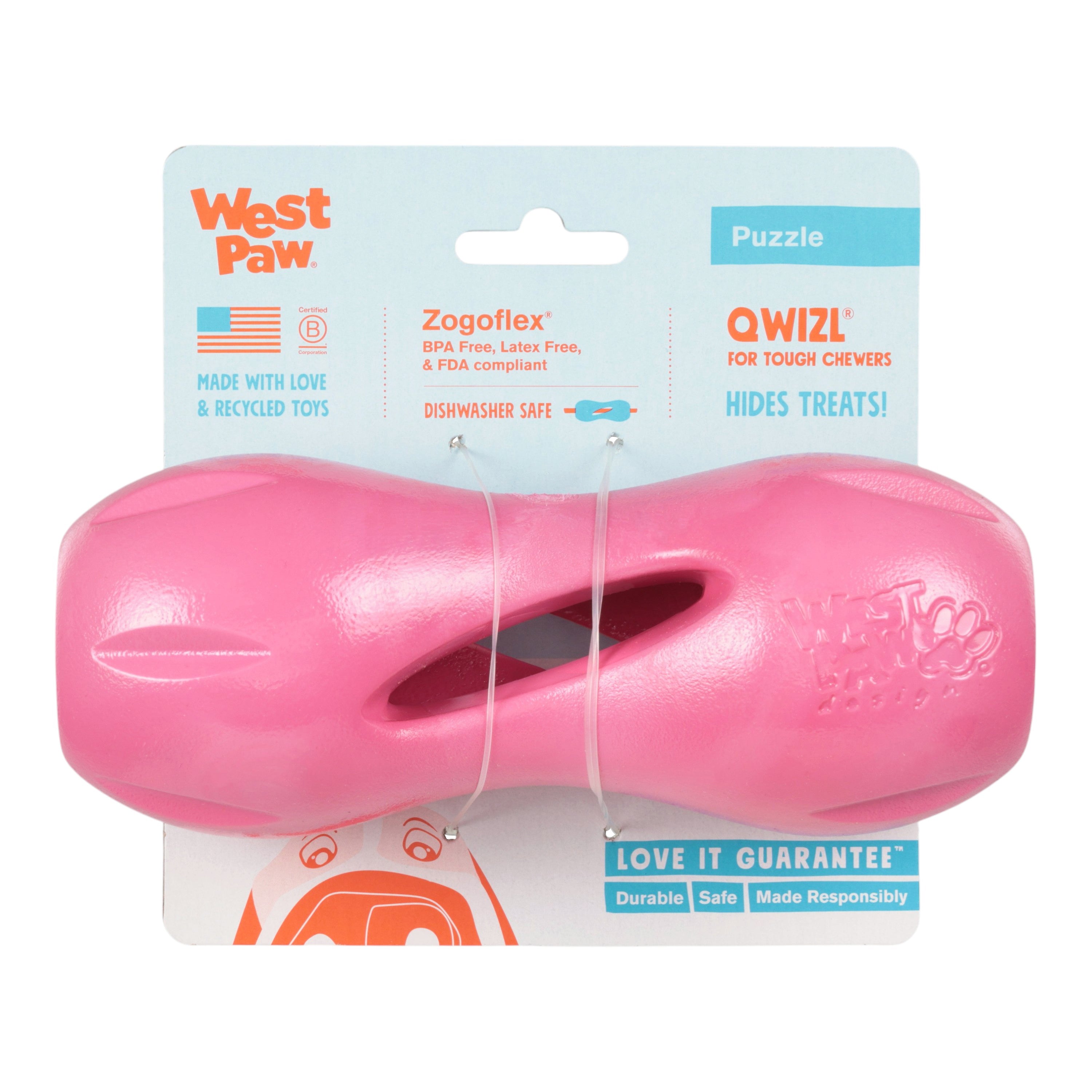 Qwizl Geranium Treat Toy for Tough Chewing Dogs