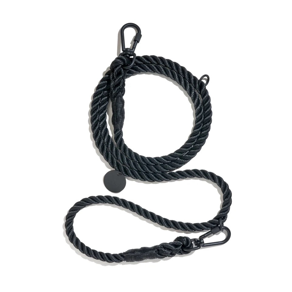 Dog Leash Found My Animal Matte Black Rope Adjustable Large