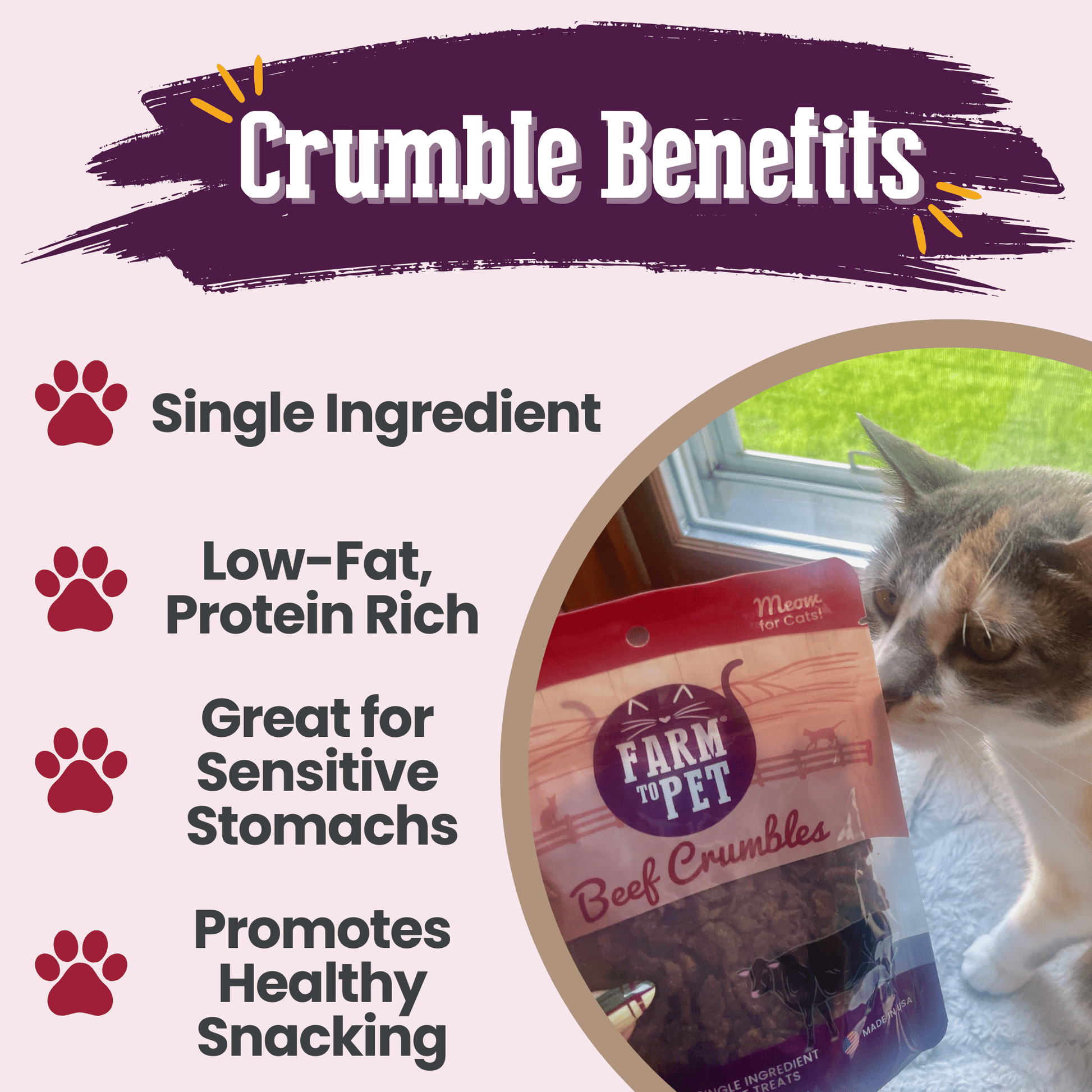 Cat Treats Beef Crumbles High-Protein Freeze-Dried Snacks 3oz - Detail Angle 4 | Majestic Pet Kingdom
