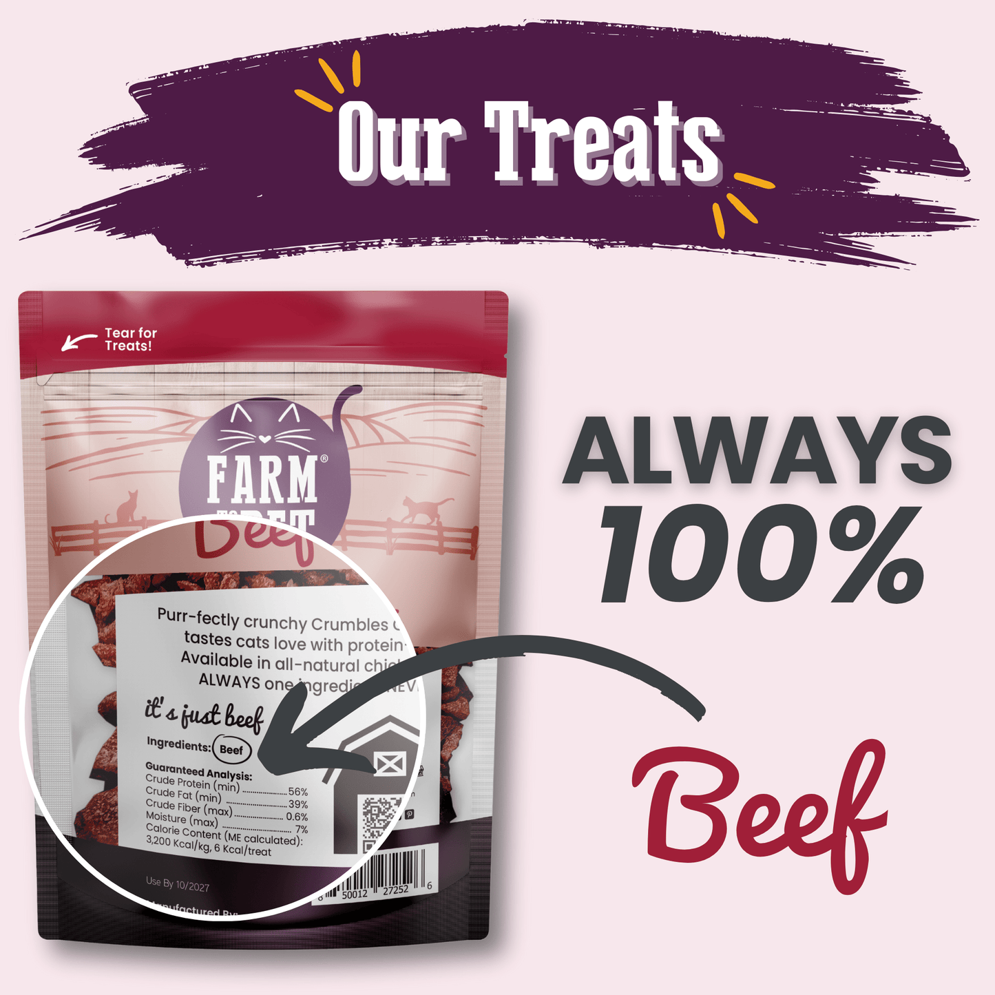 Cat Treats Beef Crumbles High-Protein Freeze-Dried Snacks