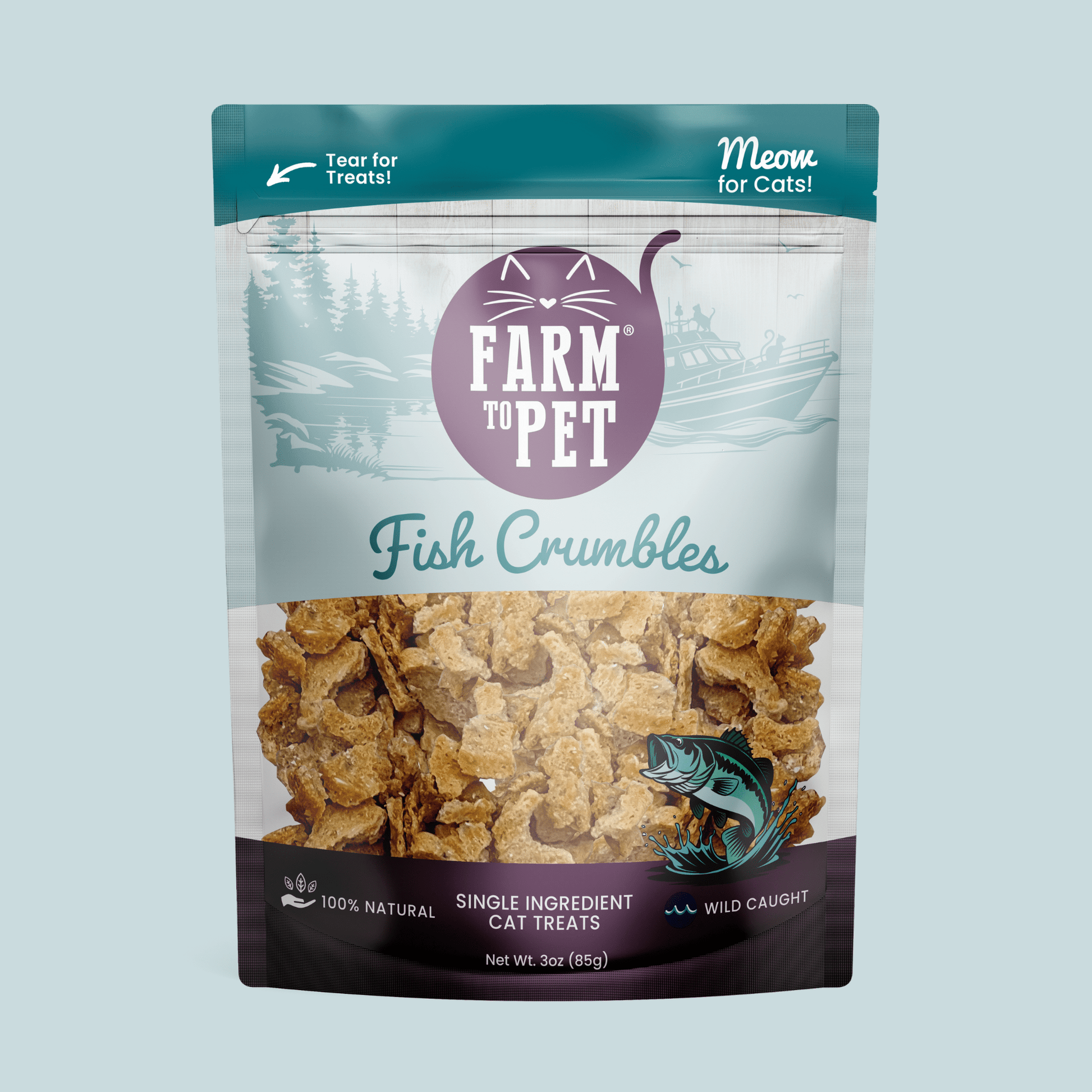Cat Treats Fish Crumbles All-Natural High-Protein Snack 3oz - Main Feature View | Majestic Pet Kingdom