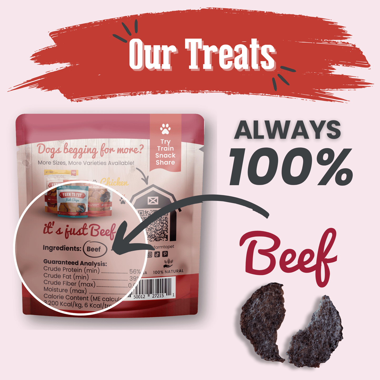 Dog Treats Beef Chips Snack Pack Bundles Training Travel 3pk - Detail Angle 3 | Majestic Pet Kingdom