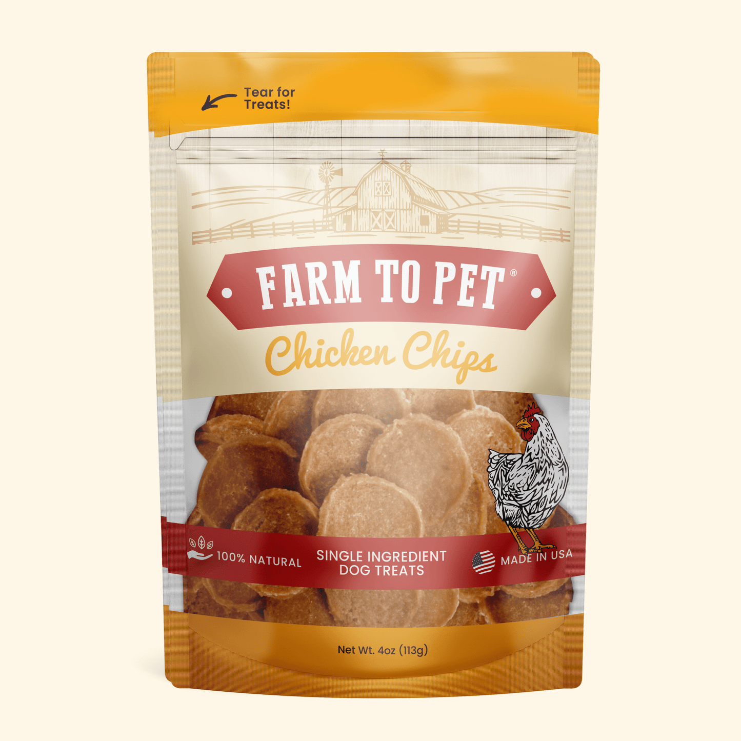 Dog Treats Chicken Chips Single-Ingredient Natural Snack 4oz