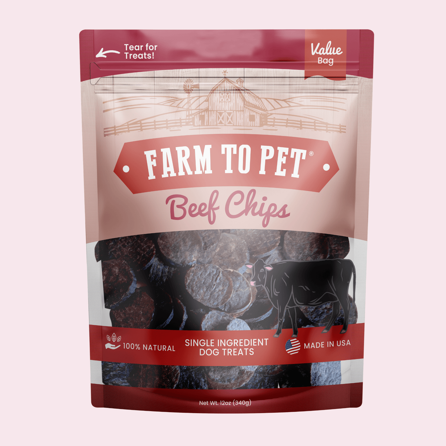 Dog Treats Beef Chips Single-Ingredient Healthy Chews 4oz Bag - Detail Angle 3 | Majestic Pet Kingdom