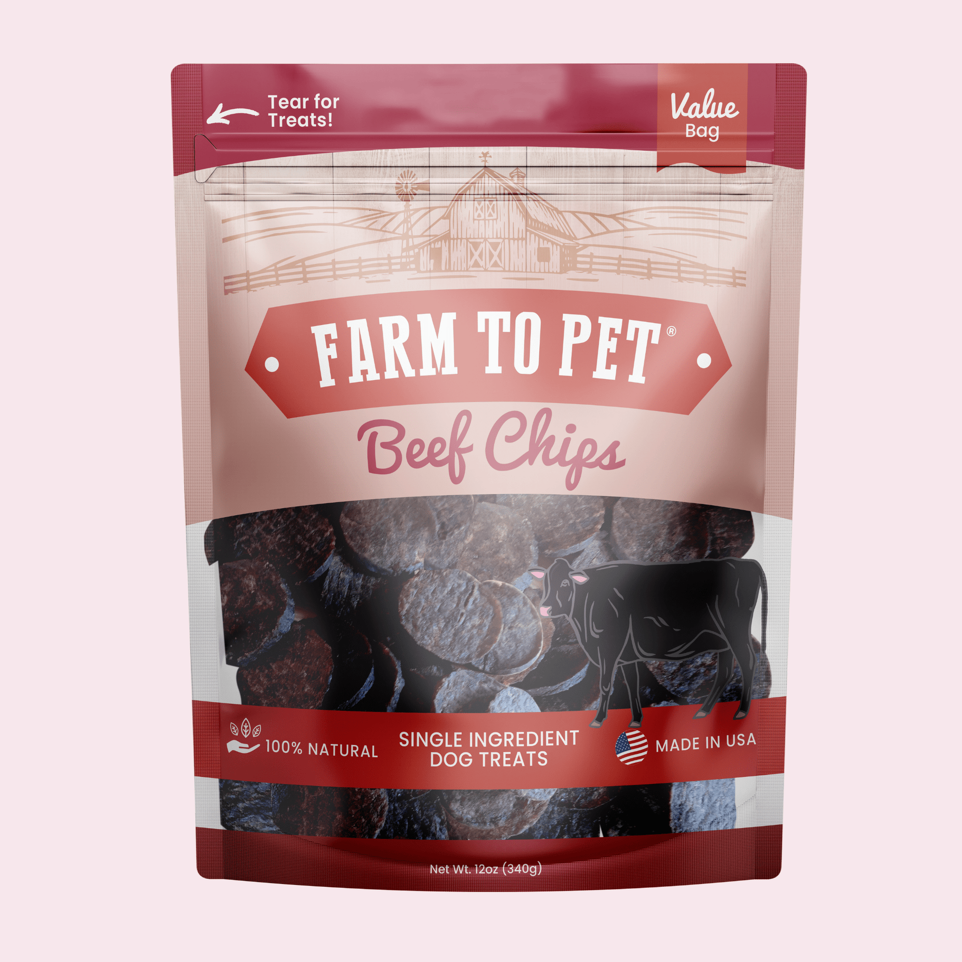 Dog Treats Beef Chips Single-Ingredient Healthy Chews 4oz Bag - Detail Angle 3 | Majestic Pet Kingdom