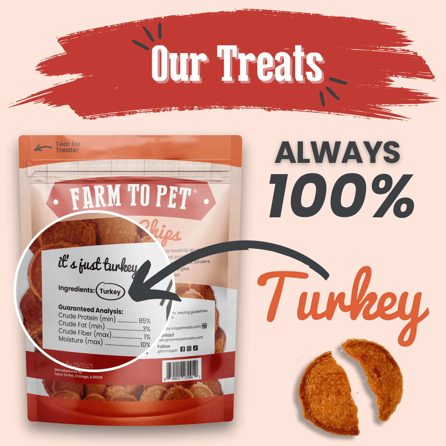 Dog Treats Turkey Chips All-Natural Single-Ingredient Snack - Detail Angle 5 | Majestic Pet Kingdom