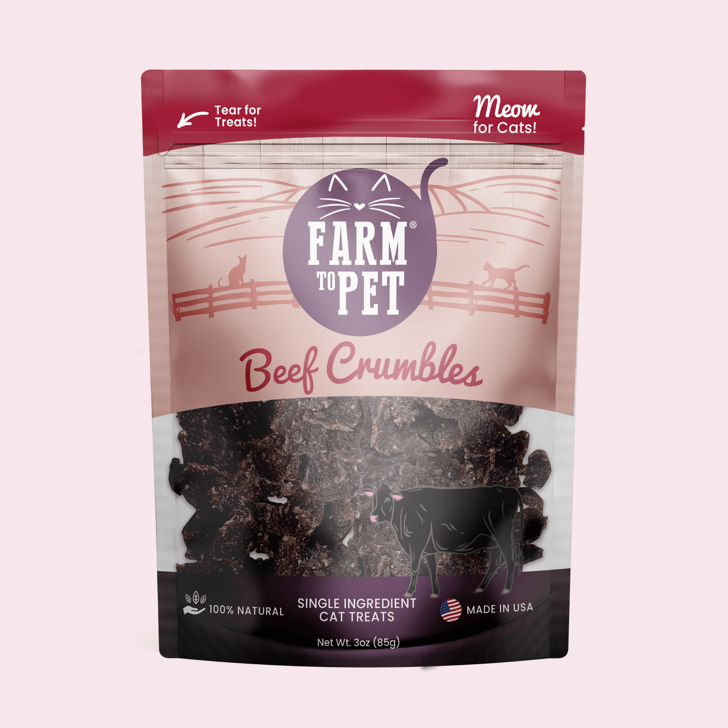 Cat Treats Beef Crumbles High-Protein Freeze-Dried Snacks 3o