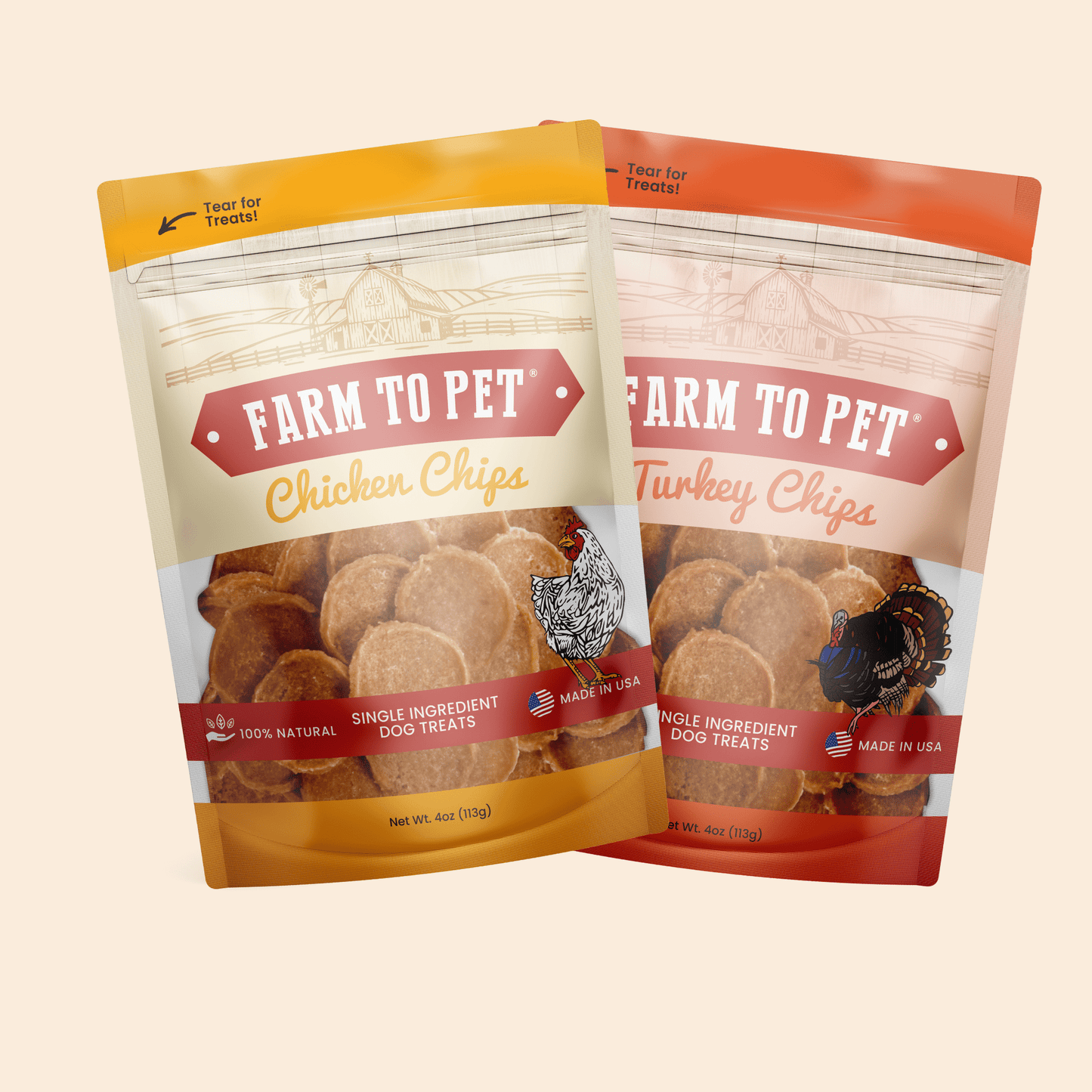 Dog Treats Turkey and Chicken Chip Duo Single-Ingredient 2pk - Main Feature View | Majestic Pet Kingdom