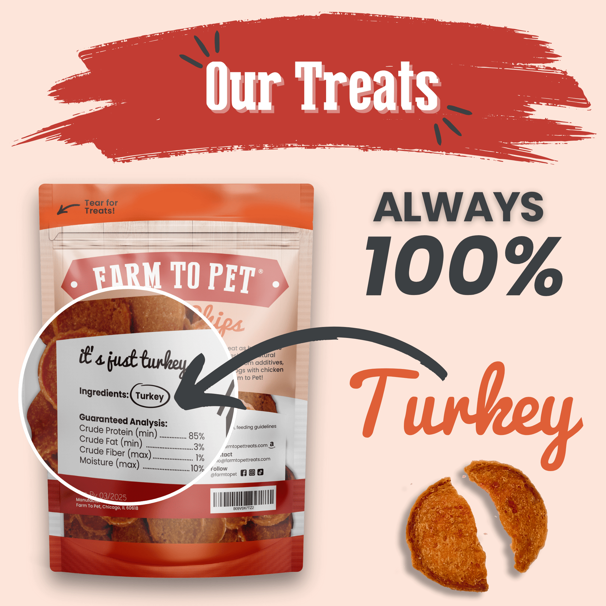 Dog Treats Turkey Chips All-Natural Single-Ingredient Snack - Detail Angle 2 | Majestic Pet Kingdom