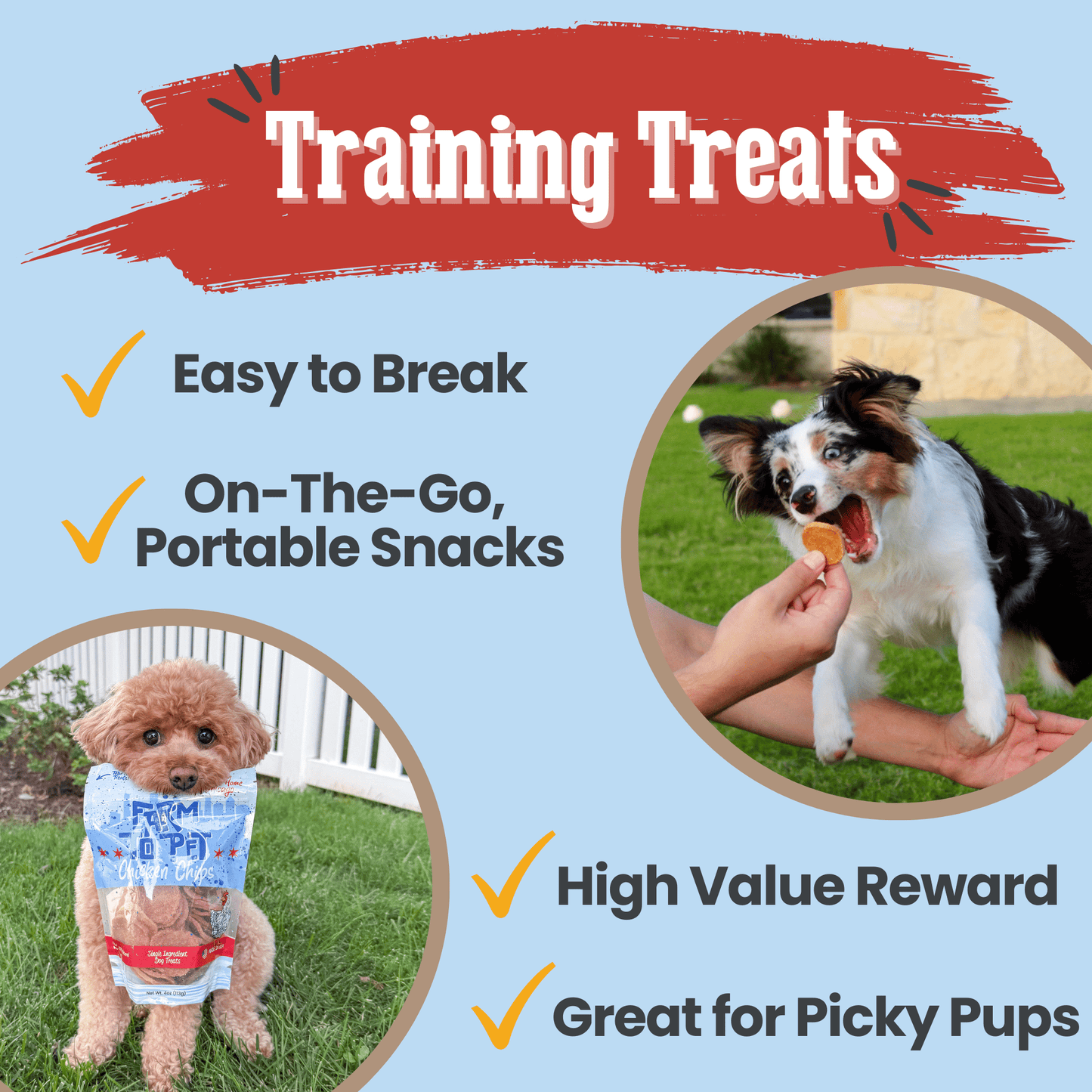 Dog Treats Chicago Chicken Chips All-Natural Crunchy Bites